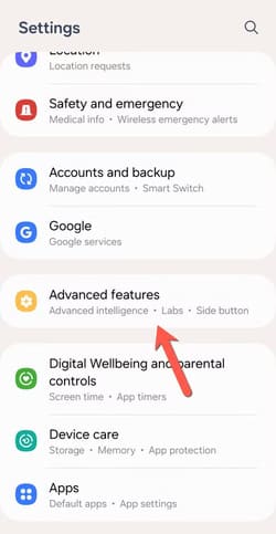 samsung-open-advanced-featured-menu طريقة تفعيل Dual Messenger على هواتف Samsung Galaxy بسهولة