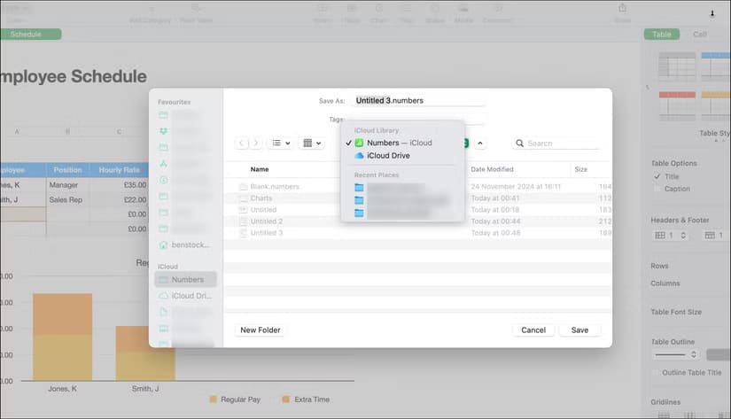 saving-apple-numbers-spreadsheet-to-icloud مزايا Apple Numbers التي تجعله خيارًا مميزًا عن Microsoft Excel