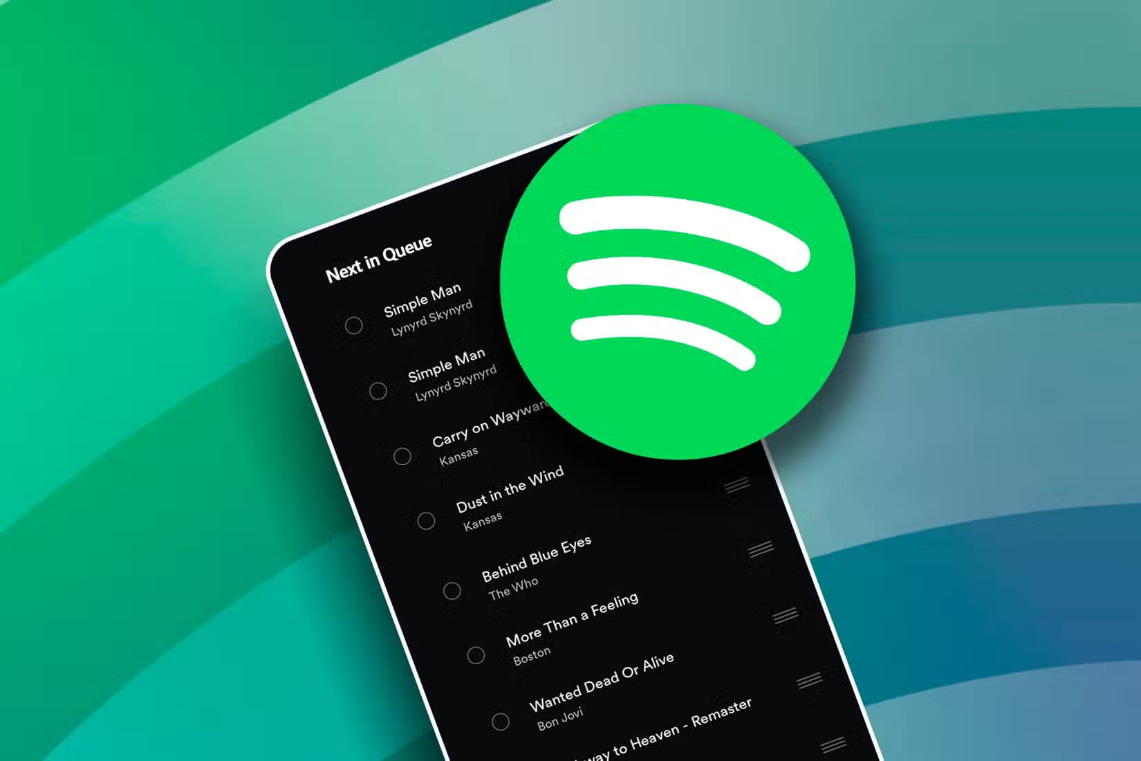 screen-of-a-smartphone-with-the-spotify-play-queue-open-and-the-spotify-logo-in-front علامات تدل على ضرورة تغيير خطة مشاركة العائلة من Apple