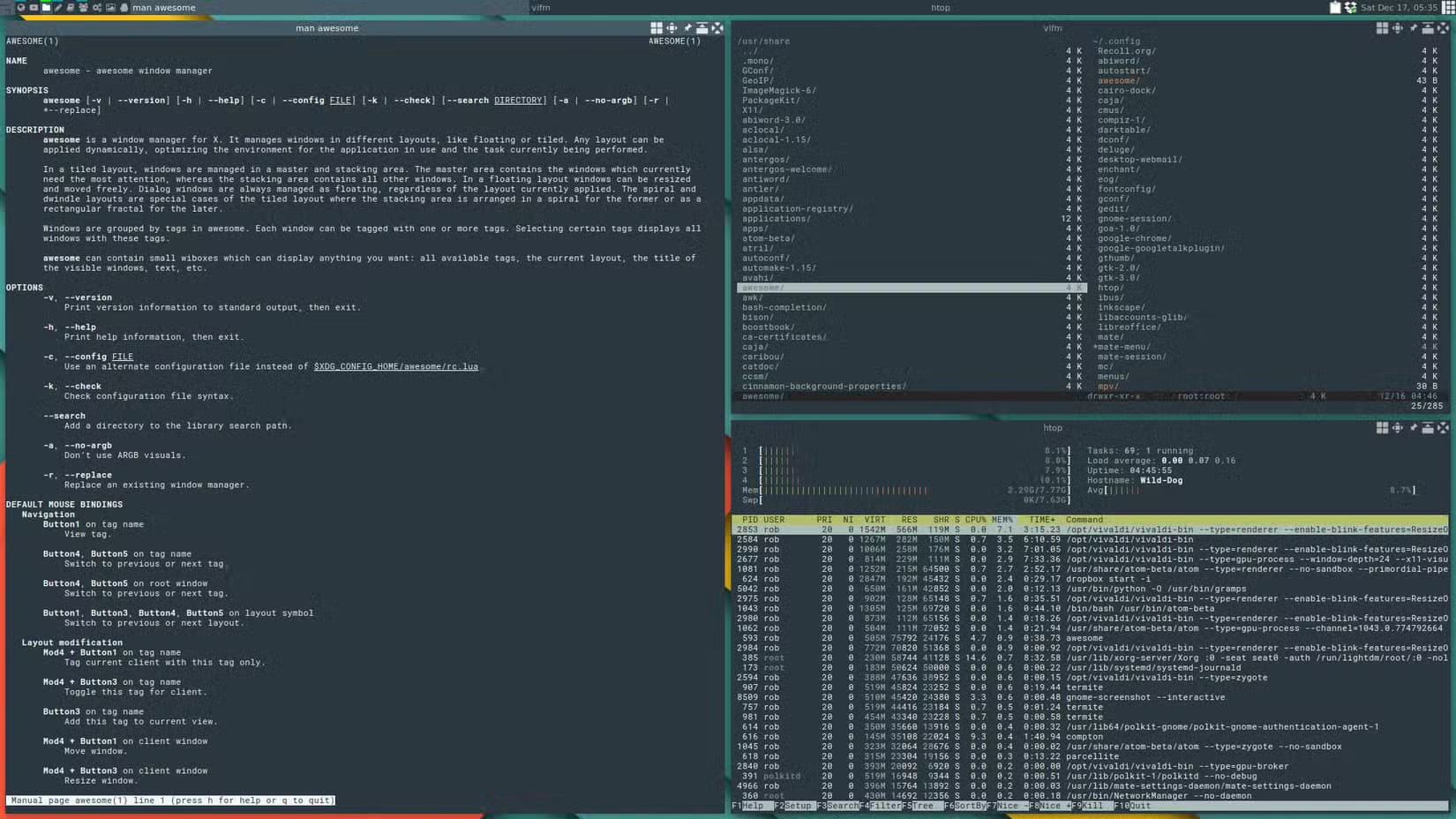 screenshot-of-awesomewm كيف يمكن لمدير النوافذ المتجانبة في Linux تحسين تجربتك؟ إليك 5 طرق لتجربته