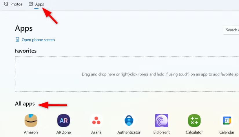screenshot-of-the-main-interface-of-phone-link-on-windows-after-linking-to-your-phone-1 أفضل طريقة لعرض تطبيقات Android على جهاز كمبيوتر Windows بسهولة