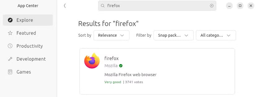 searching-firefox-browser-in-ubuntu-app-center 6 طرق لتستخدم Linux بسهولة دون الحاجة إلى سطر الأوامر