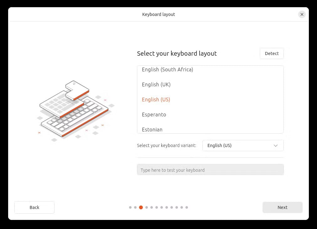 select-your-keyboard-layout لماذا يعد تثبيت Ubuntu على جهاز MacBook Air القديم خطوة لم أندم عليها