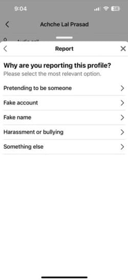 selecting-the-reason-for-reporting-facebook-account خطوات الإبلاغ عن الحسابات المخالفة على Instagram وFacebook