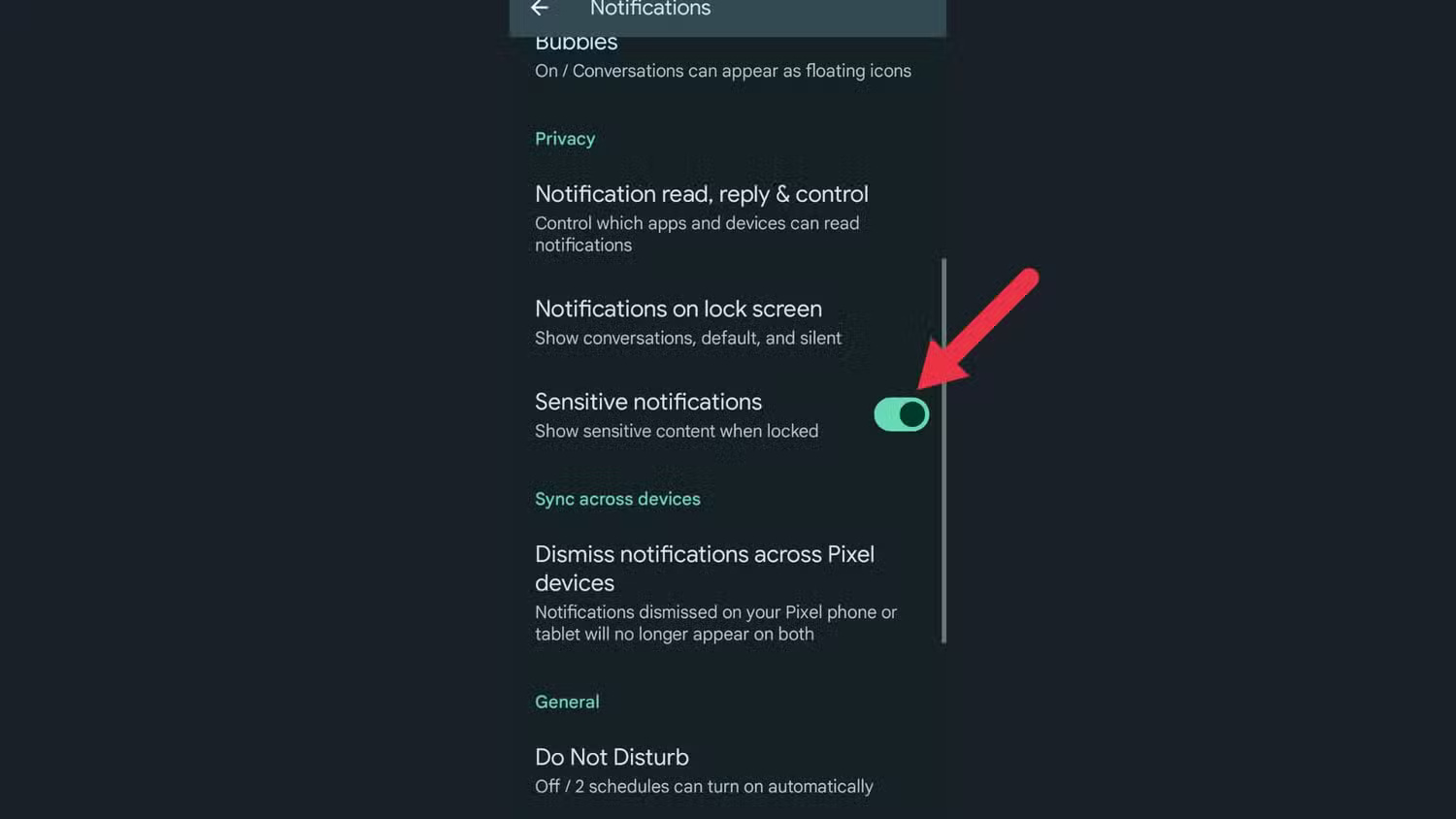 sensitive-notifications-on-lock-screen-step-2 10 إعدادات على أندرويد يجب تعطيلها دائمًا لحماية الخصوصية وتحسين الأداء