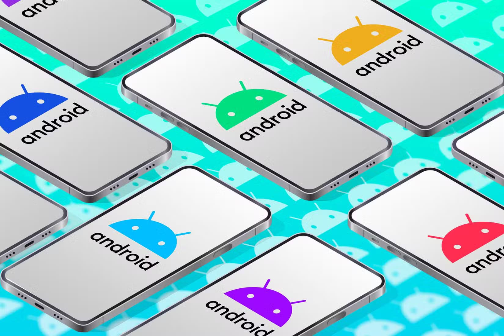 several-phones-side-by-side-with-the-android-logo-in-different-colors مستقبل برنامج Android One ولماذا اختفى عن الأنظار