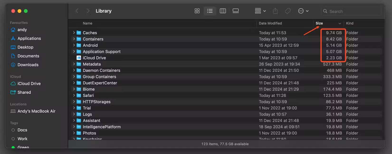 sort-the-library-folder-by-size دليل شامل لفهم مجلد مكتبة macOS وكيفية استخدامه بفعالية