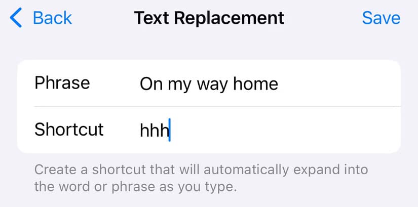 text-replacement-phrase-and-shortcut-on-iphone 10 نصائح لتوفير الوقت عند استخدام iPhone ستجعل يومك أسهل