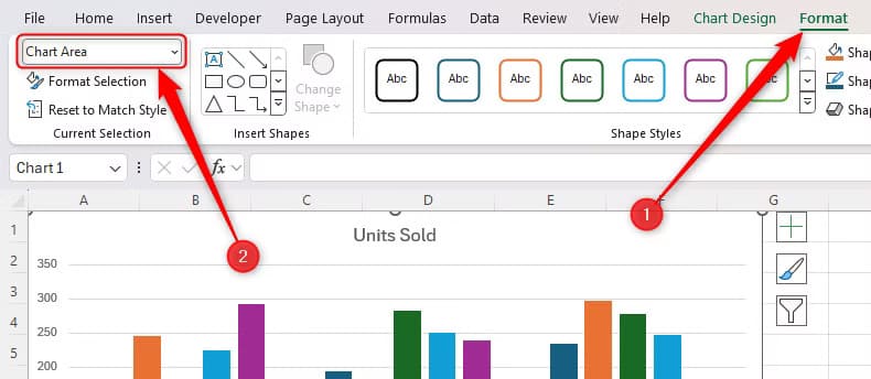 the-chart-part-drop-down-selector-in-excel-s-chart-format-tab خطوات بسيطة لجعل الرسوم البيانية في Excel أكثر احترافية