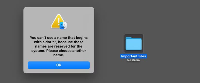 the-error-message-when-you-try-to-create-a-dot-file أفضل الطرق لإخفاء وتأمين ملفاتك على جهاز Mac