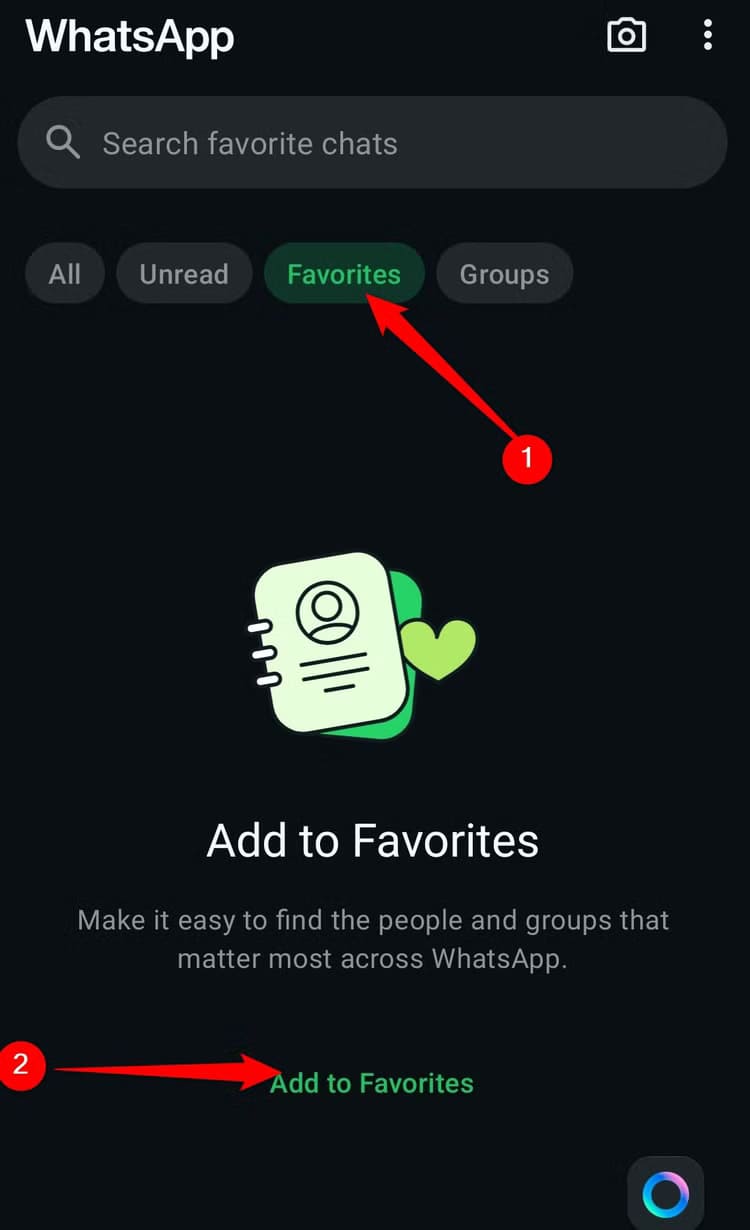 the-favorites-tab-on-whatsapp طرق سريعة للوصول إلى جهات الاتصال المفضلة على WhatsApp دون عناء