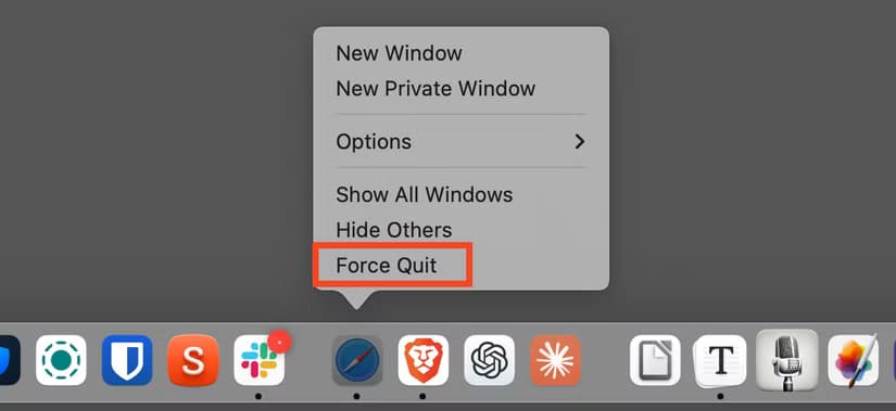 the-force-quite-option-in-the-dock أهم وظيفة لمفتاح الخيار في أجهزة Mac وكيفية استخدامها بسهولة