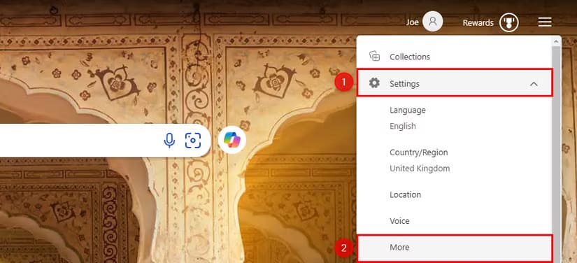 the-hamburger-menu-on-bing كيفية تعطيل فتح الروابط في علامات تبويب جديدة في Microsoft Bing