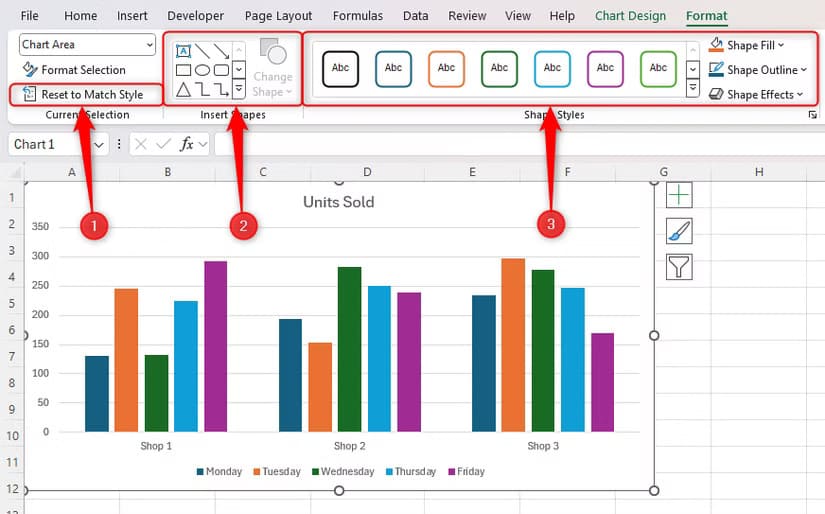 the-left-half-of-the-chart-format-tab-in-excel خطوات بسيطة لجعل الرسوم البيانية في Excel أكثر احترافية