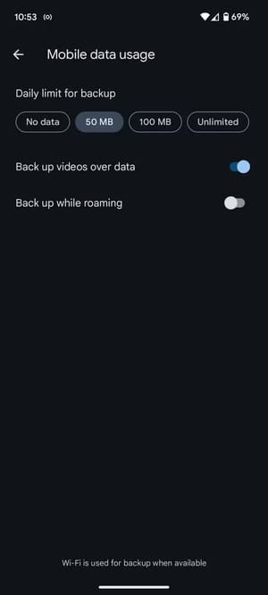 the-mobile-data-usage-settings-in-google-photos أفضل الطرق لتقليل استهلاك بيانات الهاتف على Android