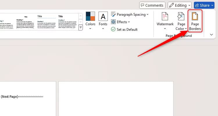 the-page-borders-icon-in-microsoft-word-s-design-tab خطوات تصميم بطاقة عيد مميزة باستخدام Microsoft Word