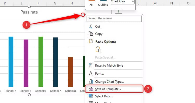 the-right-click-menu-on-an-excel-chart-is-expanded-and-save-as-template-is-selected نصائح عملية لتحسين تنسيق مخططات Excel بشكل احترافي