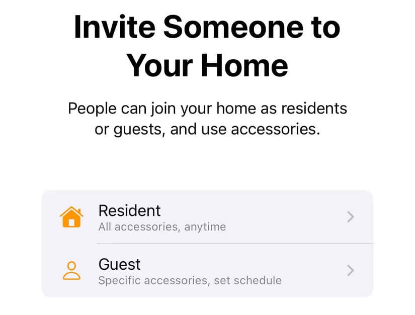 the-screen-asking-you-to-choose-between-resident-and-guest طريقة مشاركة أجهزة Apple الذكية المنزلية بسهولة مع الآخرين