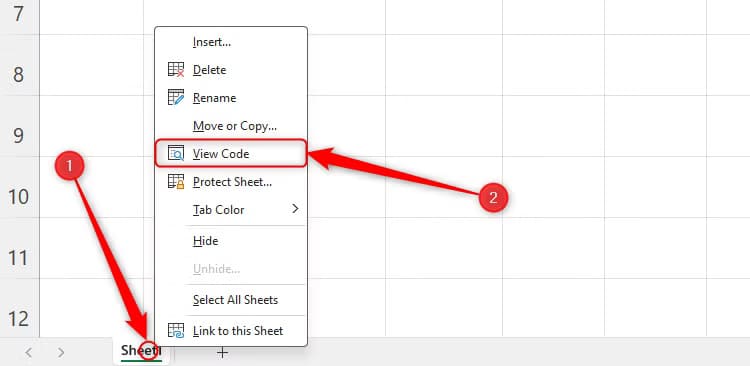 the-view-code-option-in-excel-accessed-by-right-clicking-a-worksheet-tab طرق تعديل عرض الأعمدة في Excel ليتناسب مع البيانات تلقائيًا