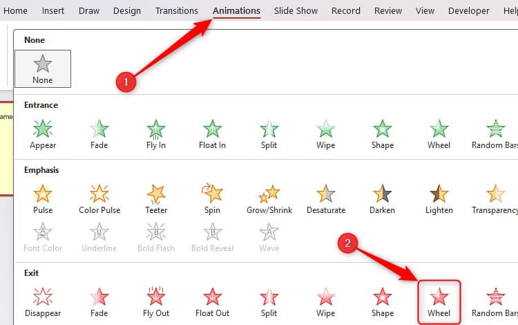 the-wheel-exit-animation-selected-in-the-animations-tab-in-powerpoint طرق إبداعية للاستفادة من PowerPoint في حياتك اليومية