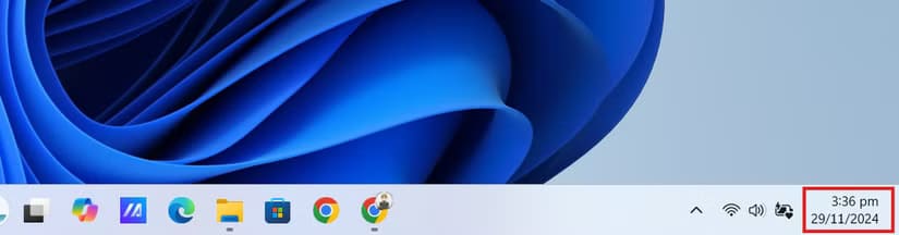 time-and-date-displayed-in-the-windows-taskbar-in-full-format إظهار التاريخ والوقت الكامل على شريط المهام في Windows 11 بسهولة