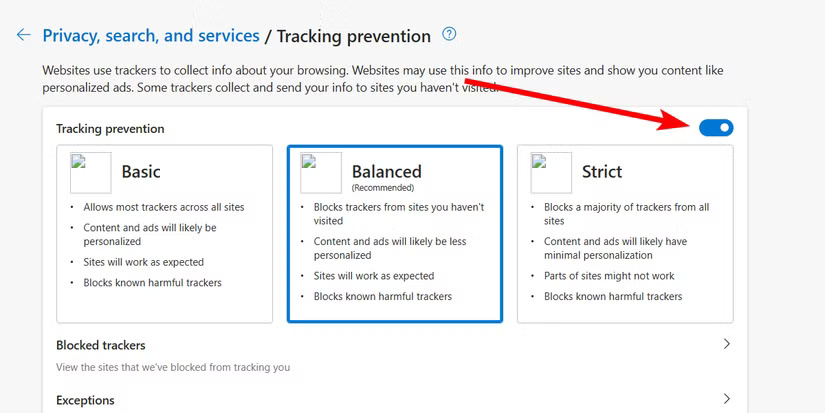 tracking-prevention-toggle-microsoft-edge 6 ميزات أمان في متصفح Microsoft Edge لا غنى عنها لحماية بياناتك