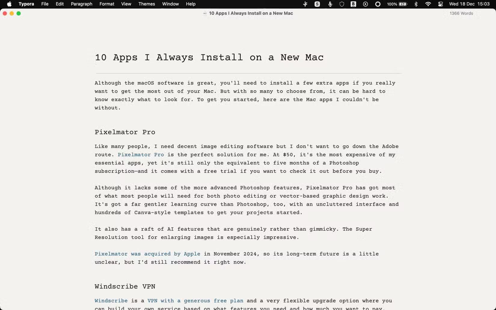 typora أفضل 10 تطبيقات أساسية لتثبيتها على جهاز Mac الجديد