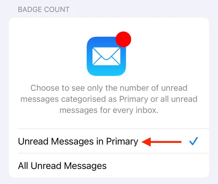 unread-messages-in-primary-option-in-mail-notification-settings-on-iphone تعرف على كيفية إيقاف فئات البريد الإلكتروني على iPhone بسهولة