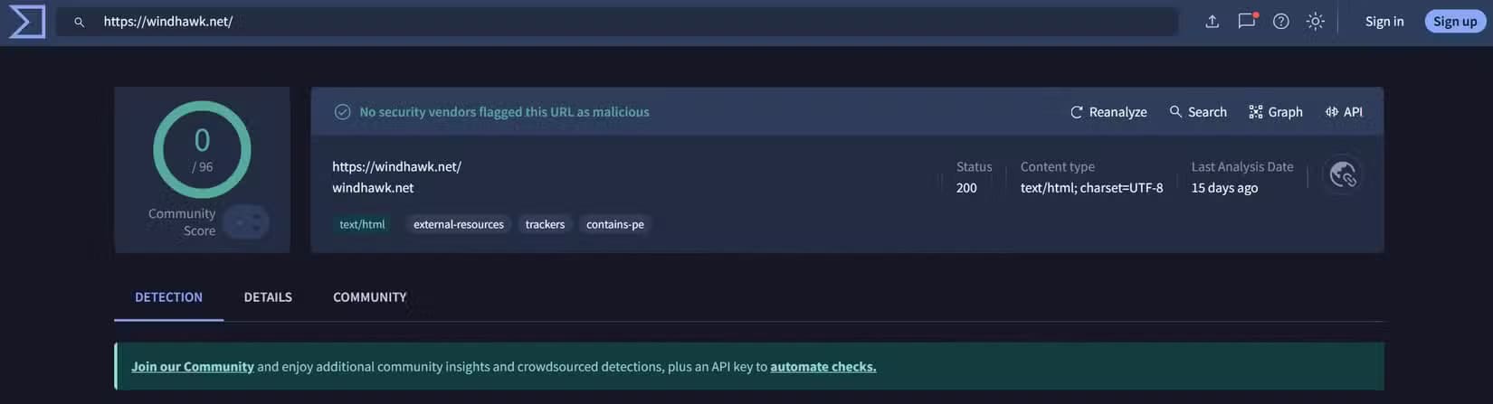 virustotal-result-of-windhawk كيفية عرض حجم المجلد في مستكشف الملفات بنظام التشغيل Windows 11