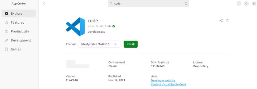 vscode-ubuntu-app-center أفضل الطرق لتحويل أوبونتو إلى بيئة تطوير مثالية للمبرمجين