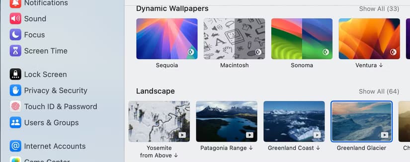 wallpaper-options-in-the-settings-app-on-a-mac كيفية إضافة لمسات من البهجة لجهاز Mac في موسم العطلات