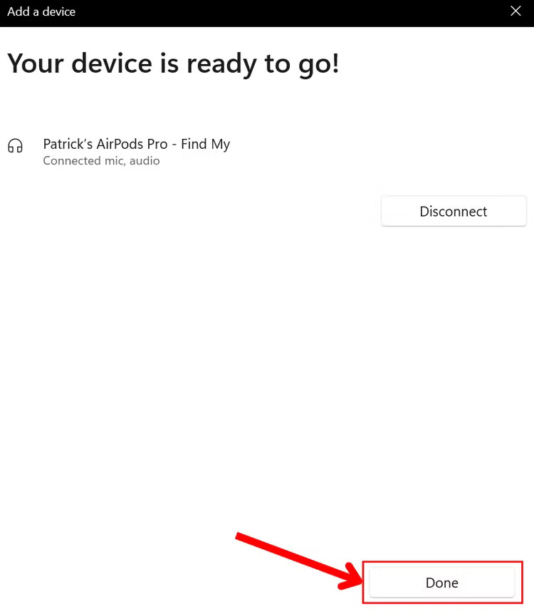 windows-11-bluetooth-settings-device-added طريقة استخدام سماعات AirPods مع أجهزة Windows بسهولة