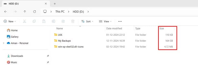 windows-displaying-folder-size كيفية عرض حجم المجلد في مستكشف الملفات بنظام التشغيل Windows 11