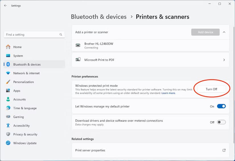 windows-protected-print-mode-shown-as-enabled-in-the-windows-settings-app-1 طريقة تفعيل وضع الطباعة المحمي في Windows وأسباب أهمية استخدامه