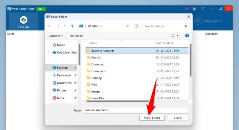10-choose-folder-to-hide أفضل طرق إخفاء الملفات والمجلدات على Windows 11 بخطوات بسيطة