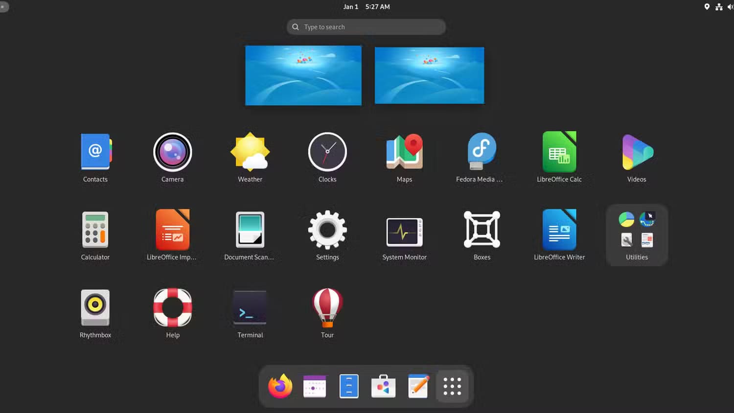 2b-gnome-application-overview الفرق بين GNOME وKDE Plasma واختيار الأفضل بينهما لأجهزة سطح المكتب بنظام Linux