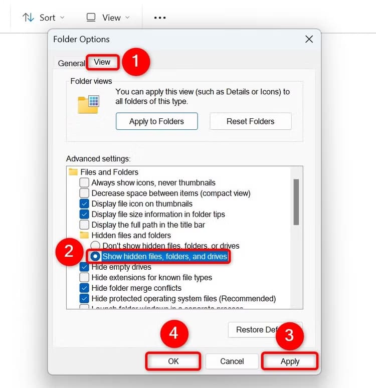3-show-hidden-files-in-file-explorer أفضل طرق إخفاء الملفات والمجلدات على Windows 11 بخطوات بسيطة
