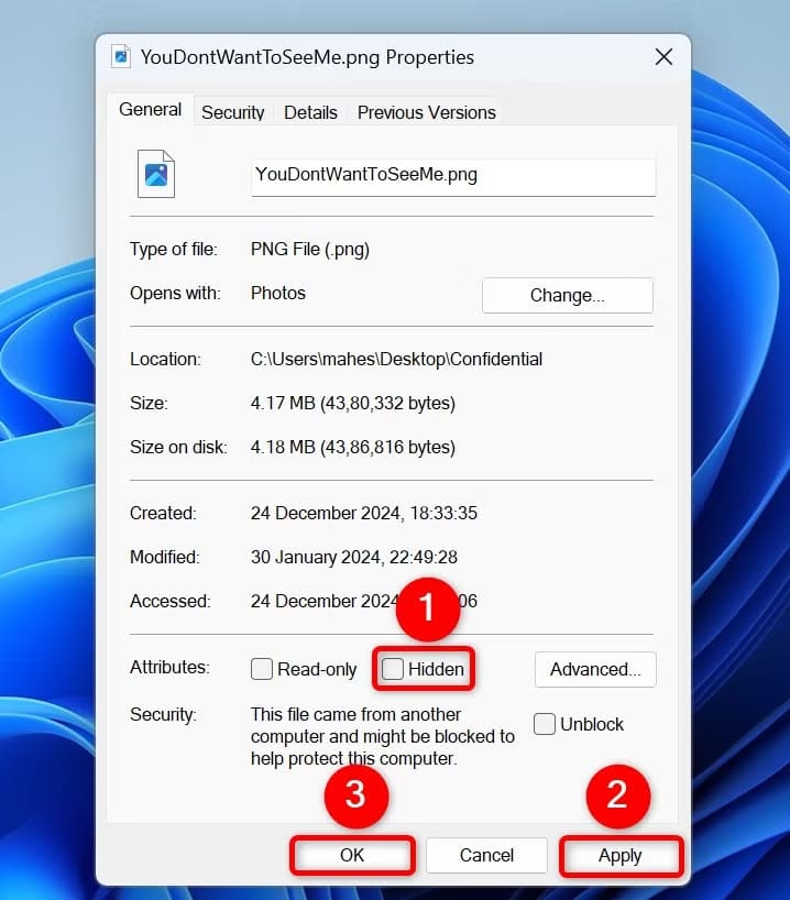 4-unhide-file أفضل طرق إخفاء الملفات والمجلدات على Windows 11 بخطوات بسيطة