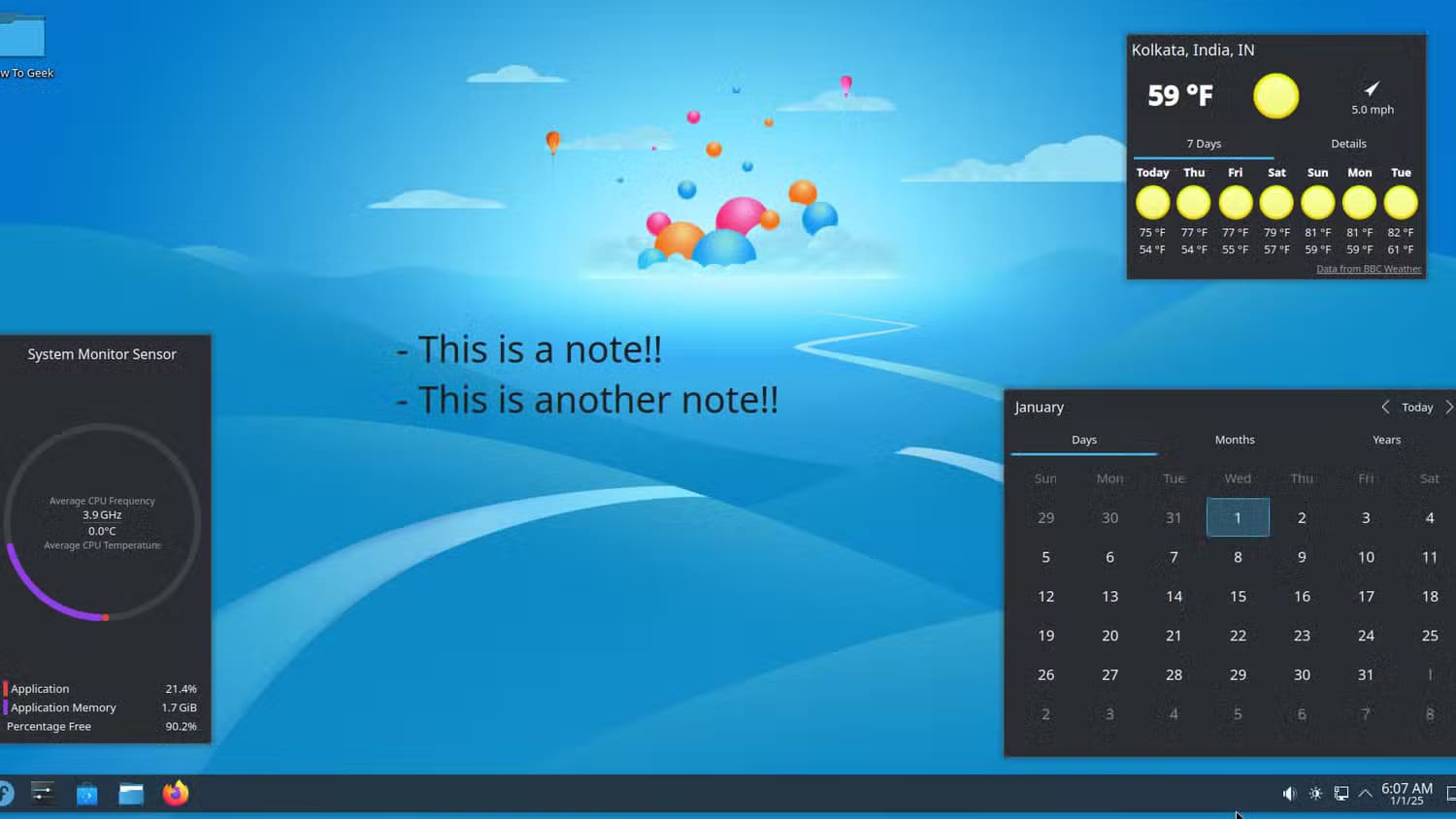 4b-kde-plasma-desktop-filled-with-widgets الفرق بين GNOME وKDE Plasma واختيار الأفضل بينهما لأجهزة سطح المكتب بنظام Linux