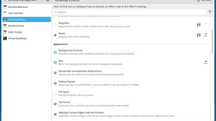 6c-different-desktop-effects-for-kde-plasma الفرق بين GNOME وKDE Plasma واختيار الأفضل بينهما لأجهزة سطح المكتب بنظام Linux