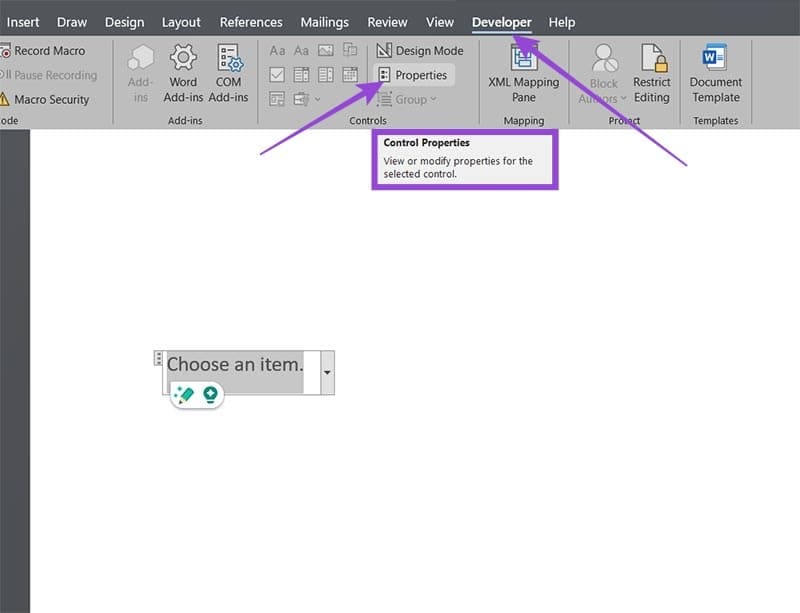 How-to-Add-a-Drop-Down-List-in-Word-6 خطوات سهلة لإنشاء قائمة منسدلة في Word