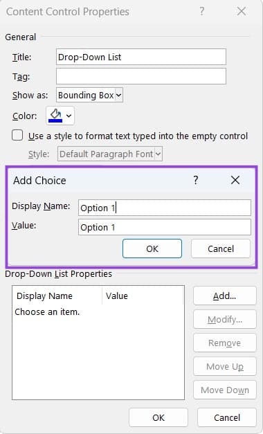 How-to-Add-a-Drop-Down-List-in-Word-8 خطوات سهلة لإنشاء قائمة منسدلة في Word