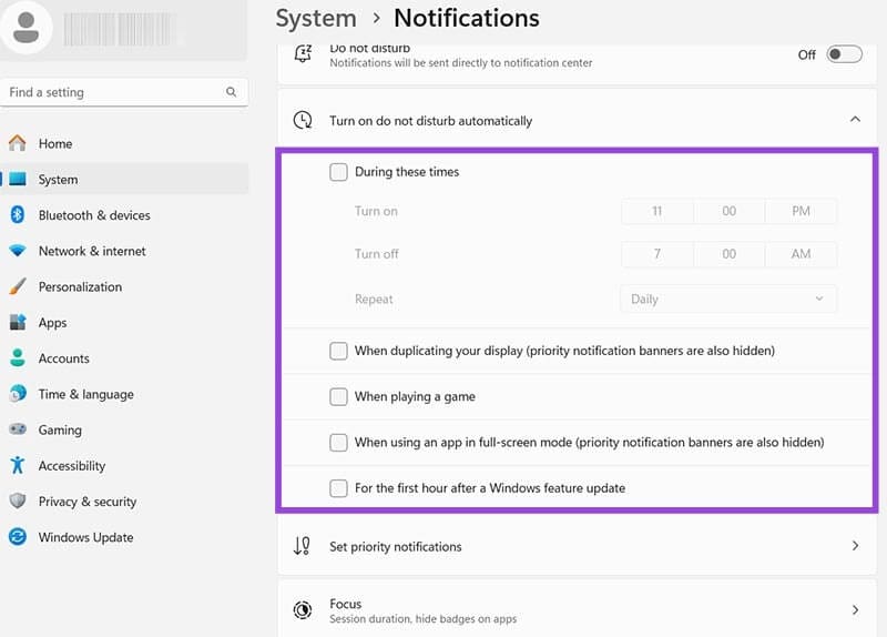 Windows-Focus-Assist-Windows-11-Keeps-Turning-On-How-to-Fix-It-3 حل مشكلة استمرار تشغيل مساعد التركيز في Windows 11 بخطوات بسيطة