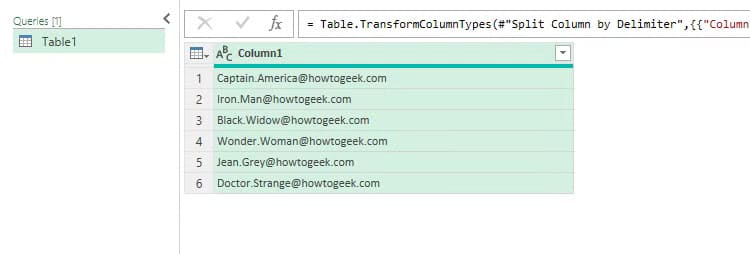 a-list-of-email-addresses-in-excel-s-power-query-editor طرق سهلة لتنظيف واستيراد البيانات في Excel باستخدام Power Query