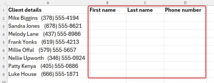 an-excel-spreadsheet-containing-a-list-of-names-and-phone-numbers-in-column-a-and-subsequent-columns-created-where-the-information-will-be-extracted-through-regexextract كيفية الاستفادة من وظائف REGEX في Excel لتحسين عمليات البيانات