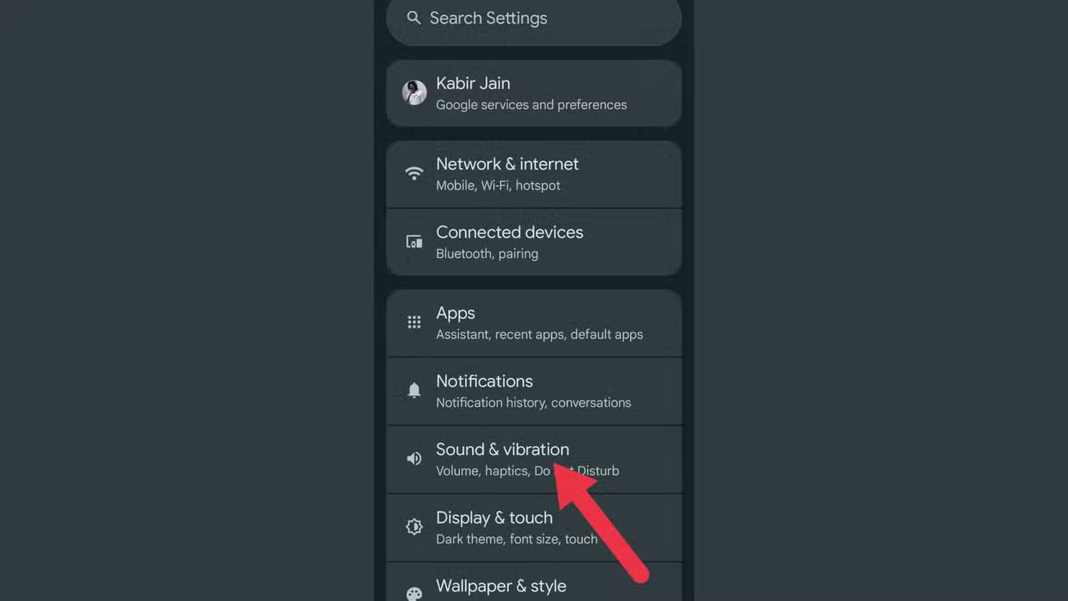 an-image-showing-the-sound-vibration-option كيف تستفيد من الميزات المخفية في Google Pixel لتحسين تجربتك اليومية؟