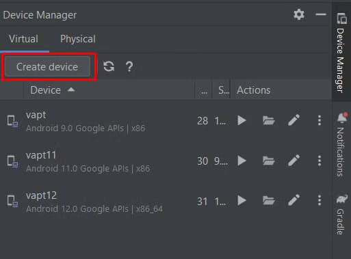 android-studio-create-device خطوات سهلة لإنشاء جهاز افتراضي باستخدام Android Studio