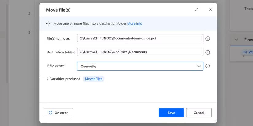 create-move-file-action-power-automate-windows كيفية أتمتة المهام المتكررة باستخدام Power Automate لسطح المكتب
