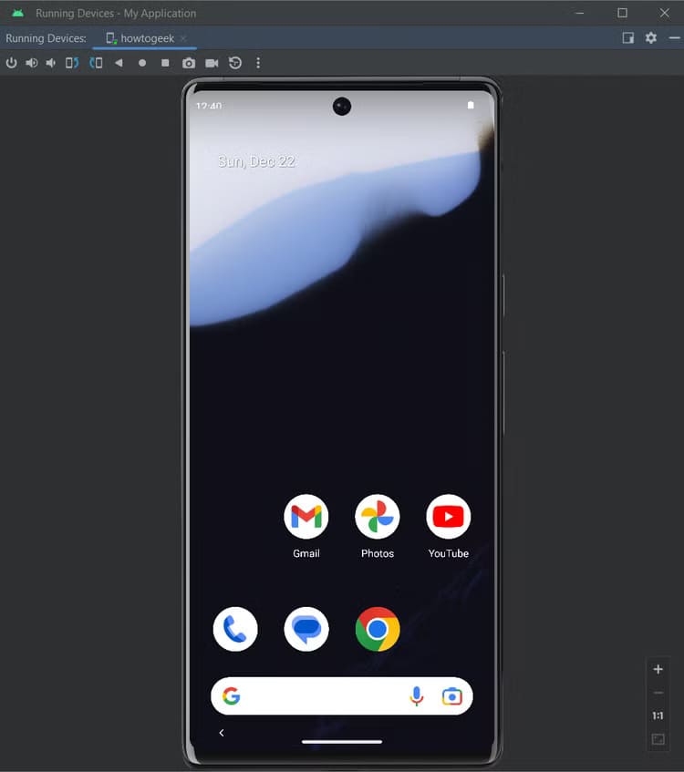 created-device-running-in-android-studio خطوات سهلة لإنشاء جهاز افتراضي باستخدام Android Studio