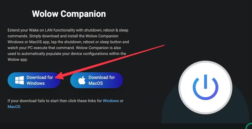 downloading-wolow-companion-for-pc طريقة تشغيل وإيقاف الكمبيوتر باستخدام Siri واختصارات Apple